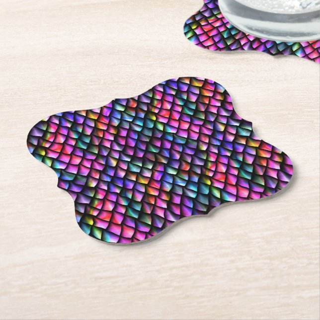 Dessous-de-verre En Papier Dessous de verre Rainbow Dragon Scales (Incliné)