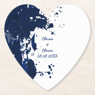 Dessous-de-verre En Papier Dessous de verre Royal Blue Paint Splatter en form