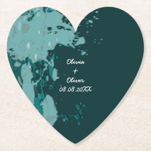 Dessous-de-verre En Papier Dessous de verre turquoise-vert en forme de coeur