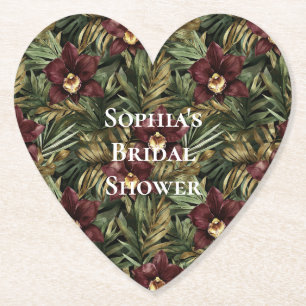 Dessous-de-verre En Papier Déversoir de mariage tropical floral orchidée roug