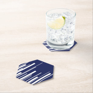 Dessous-de-verre En Papier Diagonales - Bleu et Blanc