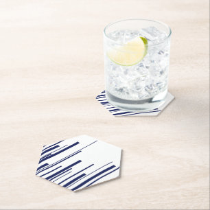 Dessous-de-verre En Papier Diagonales en bleu et blanc