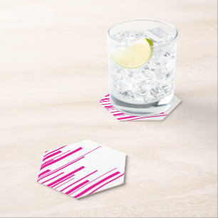 Dessous-de-verre En Papier Diagonales en Magenta et Blanc