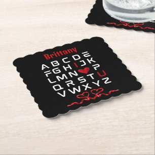 Dessous-de-verre En Papier Diagramme alphabétique "I Love U"