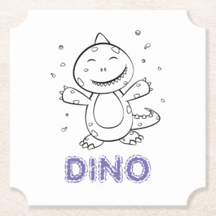 Dessous-de-verre En Papier Dinosaur - Animal d'art esquissé en noir et blanc