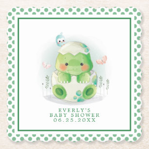 Dessous-de-verre En Papier Dinosaur Egg Cute Watercolor Baby shower garçon