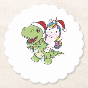 Dessous-de-verre En Papier Dinosaur Noël Unicorne Hiver T-Rex Dino