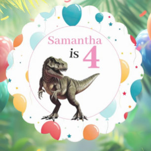 Dessous-de-verre En Papier Dinosaur T Rex Anniversaire rose