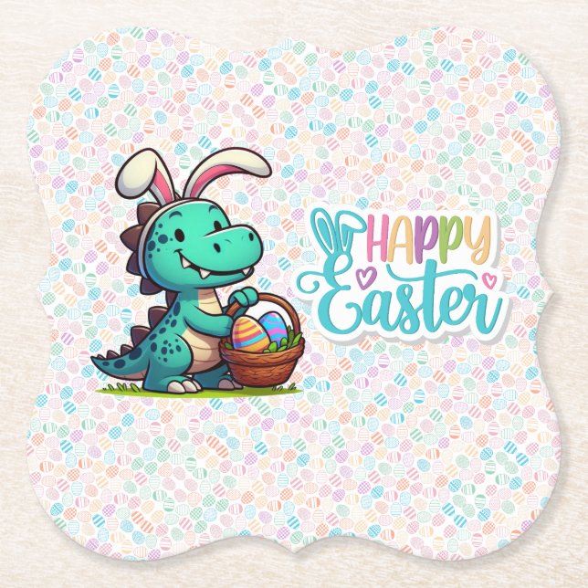 Dessous-de-verre En Papier Dinosaure de lapin de Pâques (Devant)