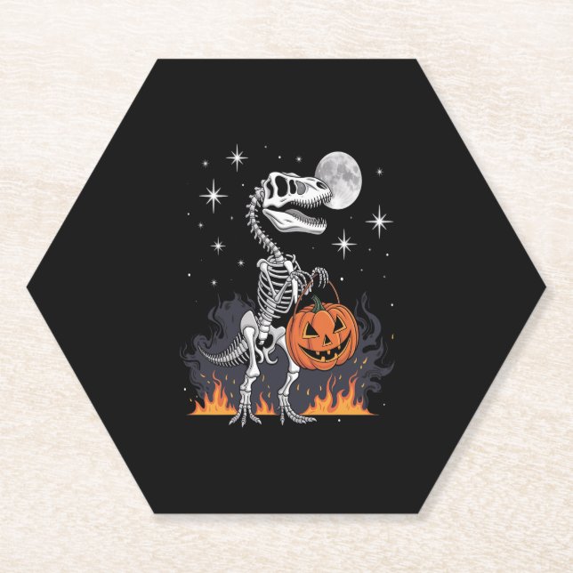 Dessous-de-verre En Papier Dinosaure d'Halloween Saurus éffrayant (Devant)