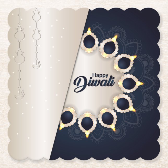 Dessous-de-verre En Papier Diwali avec Diya (Devant)