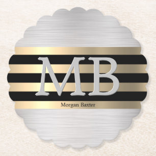Dessous-de-verre En Papier do-it-yourself Monogramme & Nom, Yel Gold brossé a