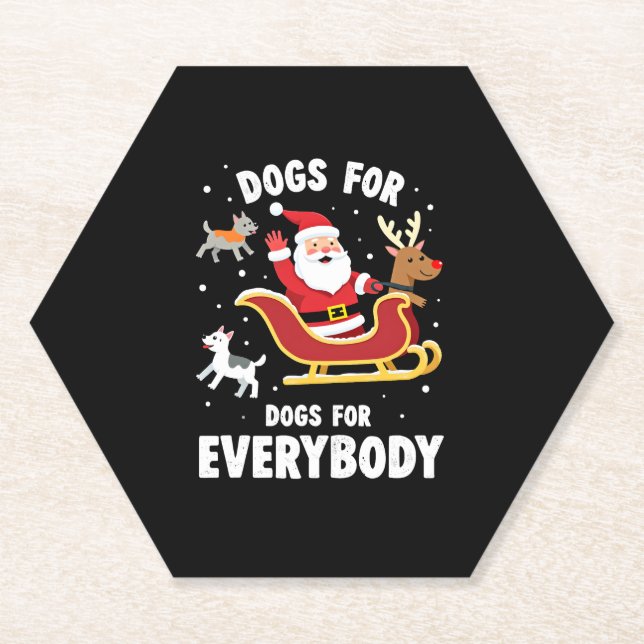 Dessous-de-verre En Papier Dogs For Everybody Santa Funny Christmas Xmas (1) (Devant)
