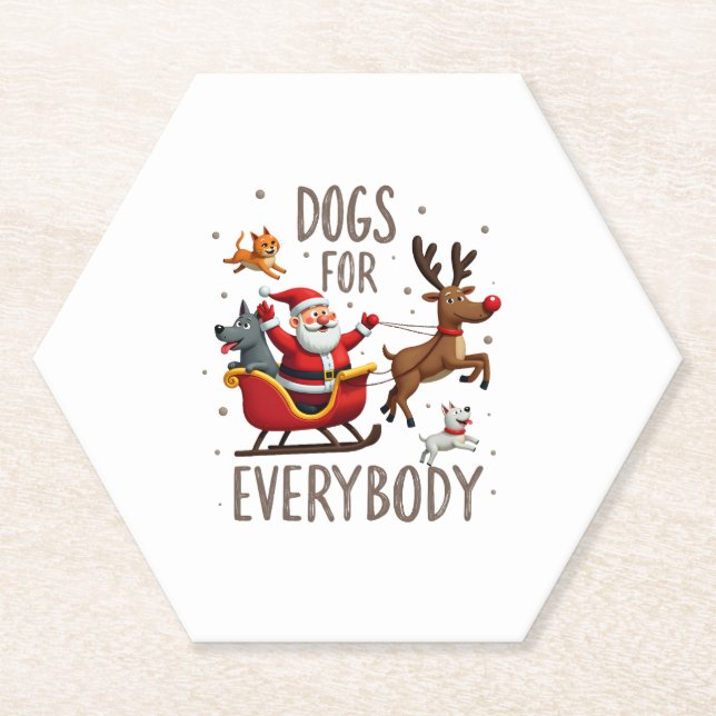 Dessous-de-verre En Papier Dogs For Everybody Santa Funny Christmas Xmas (1) (Devant)