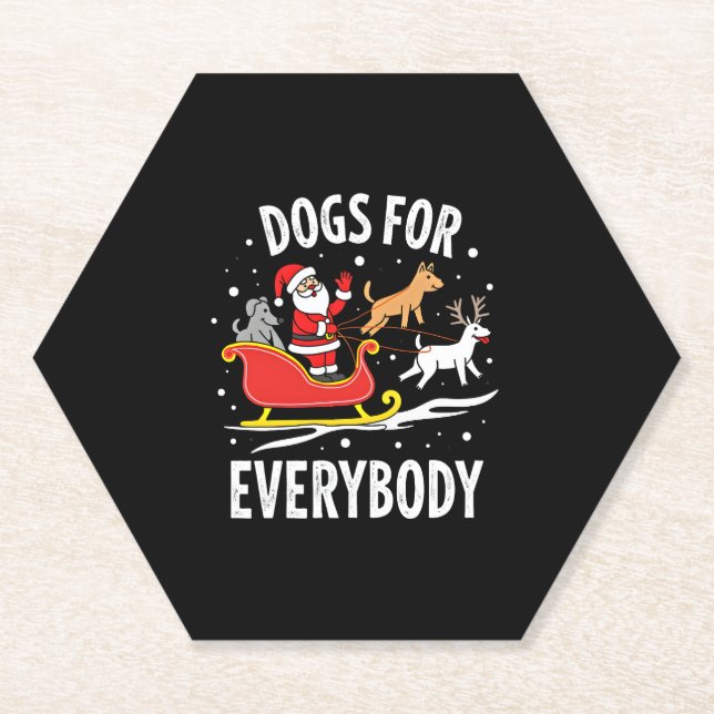 Dessous-de-verre En Papier Dogs For Everybody Santa Funny Christmas Xmas (3) (Devant)