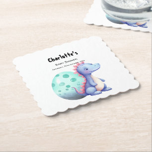 Dessous-de-verre En Papier Douce Baby-Shower Dinosaure Aquarelle