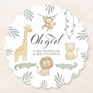 Dessous-de-verre En Papier Douce Fête de Naissance Safari Jungle Fille Eau-Fo