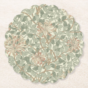 Dessous-de-verre En Papier Douce Vert Vintage William Morris Chèvrefeuille