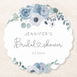 Dessous-de-verre En Papier Douche nuptiale florale bleu foncé<br><div class="desc">Douche nuptiale à fleurs bleu Dusty Dessous de verre en papier Articles correspondants disponibles.</div>