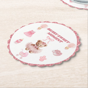 Dessous-de-verre En Papier Doux Ours en Peluche Fille Rose Douche Arrondie
