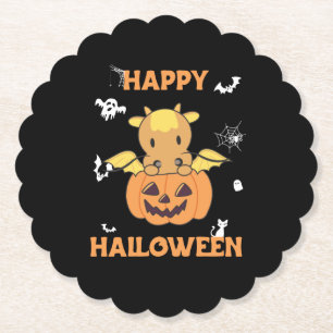 Dessous-de-verre En Papier Dragon En Citrouille Dragon Doux Halloween heureux