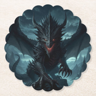 Dessous-de-verre En Papier Dragon sombre et médiéval