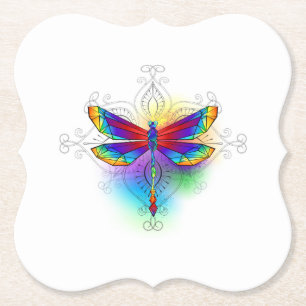Dessous-de-verre En Papier Dragonfly en arc-en-ciel