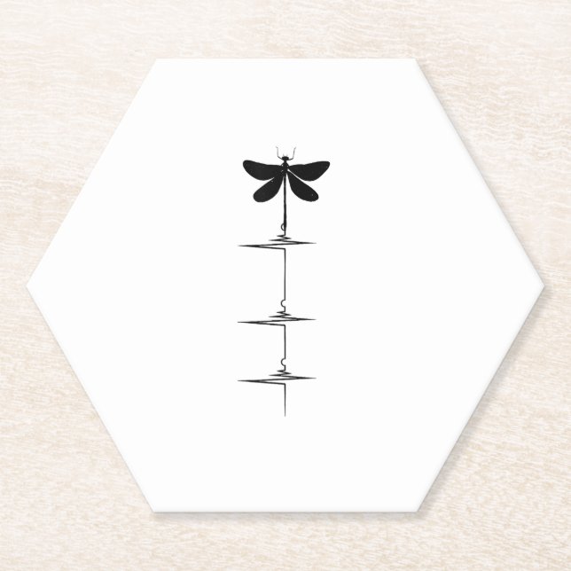 Dessous-de-verre En Papier Dragonfly Heartbeat EKG Pulse Nature Insect Dragon (Devant)