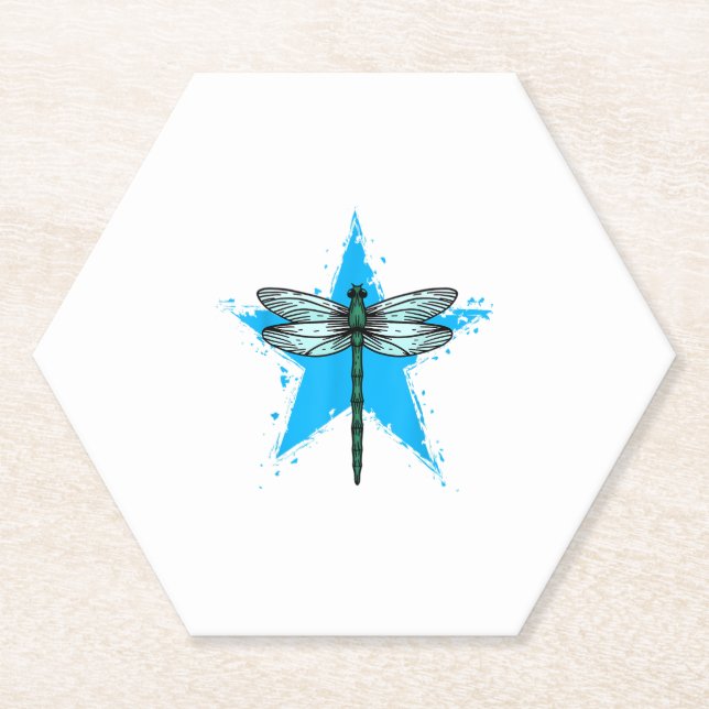 Dessous-de-verre En Papier Dragonfly Star Design Insect Love Lover Dragonflie (Devant)