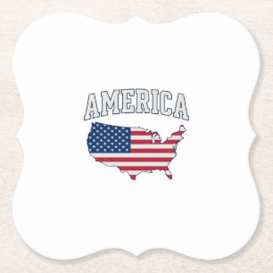 Dessous-de-verre En Papier Drapeau américain Carte Patriotique Vintage Graphi