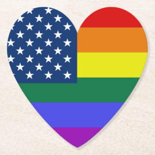 Dessous-de-verre En Papier Drapeau américain LGBT Pride avec étoiles