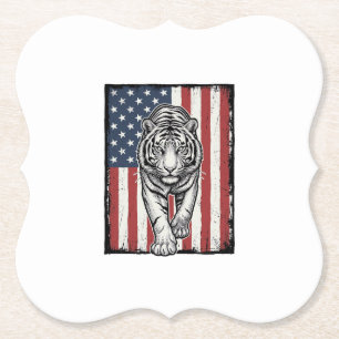 Dessous-de-verre En Papier Drapeau américain vintage gravé Tigre Design patri