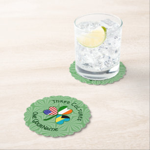 Dessous-de-verre En Papier Drapeau américano-irlandais bahamien Shamrock Pers