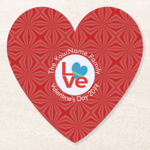 Dessous-de-verre En Papier Drapeau arubais Cœur AMOUR Rouge Texte personnalis