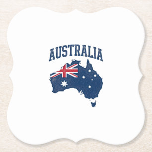 Dessous-de-verre En Papier Drapeau Australie Carte Graphique Vintage en Détre
