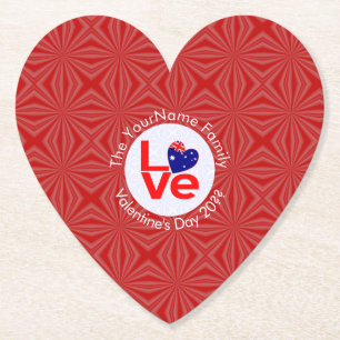 Dessous-de-verre En Papier Drapeau australien lettres rouges Drapeau LOVE per