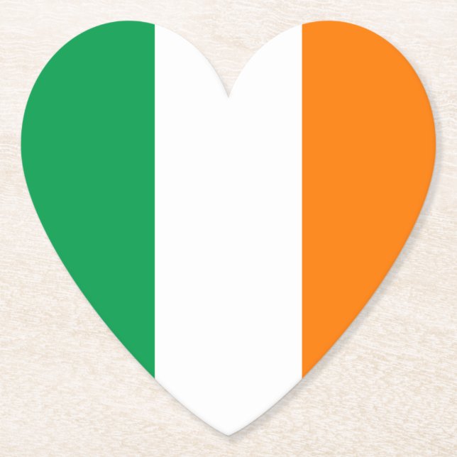 Dessous-de-verre En Papier Drapeau de l'Irlande Coeur (Devant)