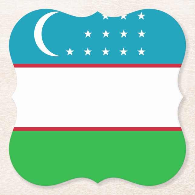 Dessous-de-verre En Papier Drapeau de l'Ouzbékistan (Devant)