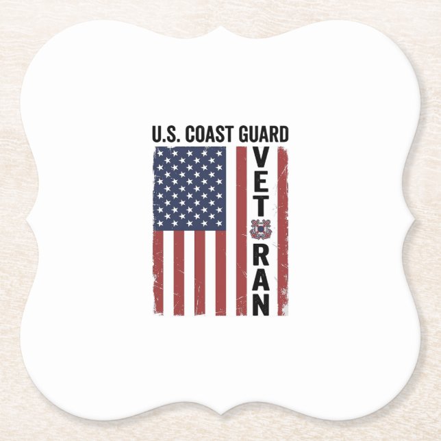 Dessous-de-verre En Papier Drapeau de Vétéran des Garde-Côtes Conception Vect (Devant)