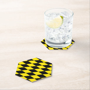 Dessous-de-verre En Papier Drapeau diamant de Bavière noire et jaune Motif