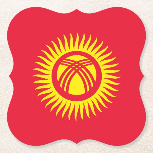 Dessous-de-verre En Papier Drapeau du Kirghizistan (Devant)