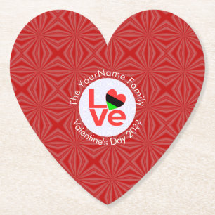 Dessous-de-verre En Papier Drapeau LOVE lettres rouges afro-américain Personn