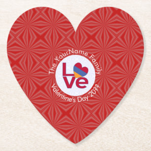 Dessous-de-verre En Papier Drapeau LOVE lettres rouges arméniennes personnali