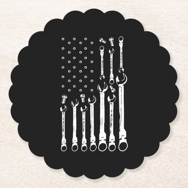 Dessous-de-verre En Papier Drapeau mécanique Drapeau patriotique américain Mé (Devant)