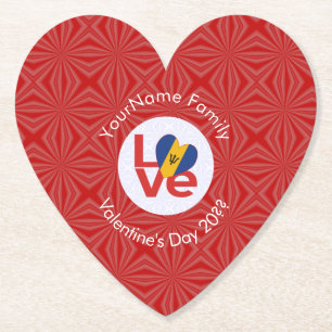 Dessous-de-verre En Papier Drapeau rouge Bajan personnalisé AMOUR