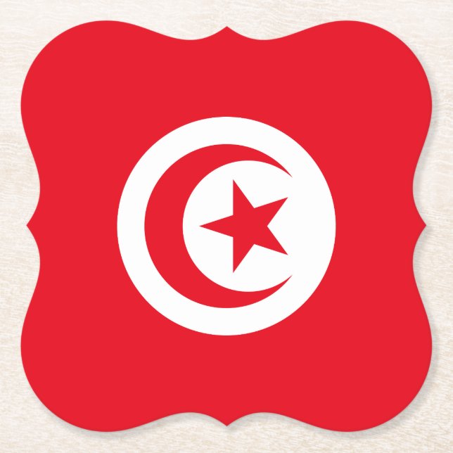 Dessous-de-verre En Papier Drapeau tunisien (Devant)