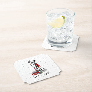 Dessous-de-verre En Papier Drôle Allons-y ! Promener le chien dalmatien (noir