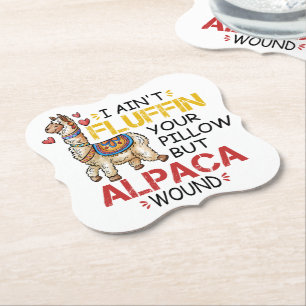 Dessous-de-verre En Papier Drôle Alpaca Wound Llama Infirmière Praticien Cade