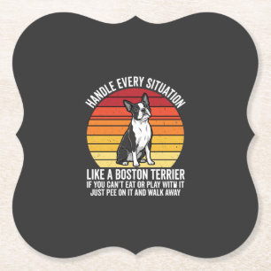 Dessous-de-verre En Papier Drôle attitude rétro de Terrier de Boston