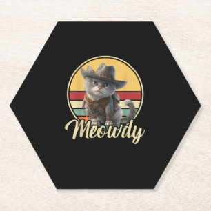 Dessous-de-verre En Papier Drôle Cowboy Cat Mashup Meow Howdy Kitten Lovers M